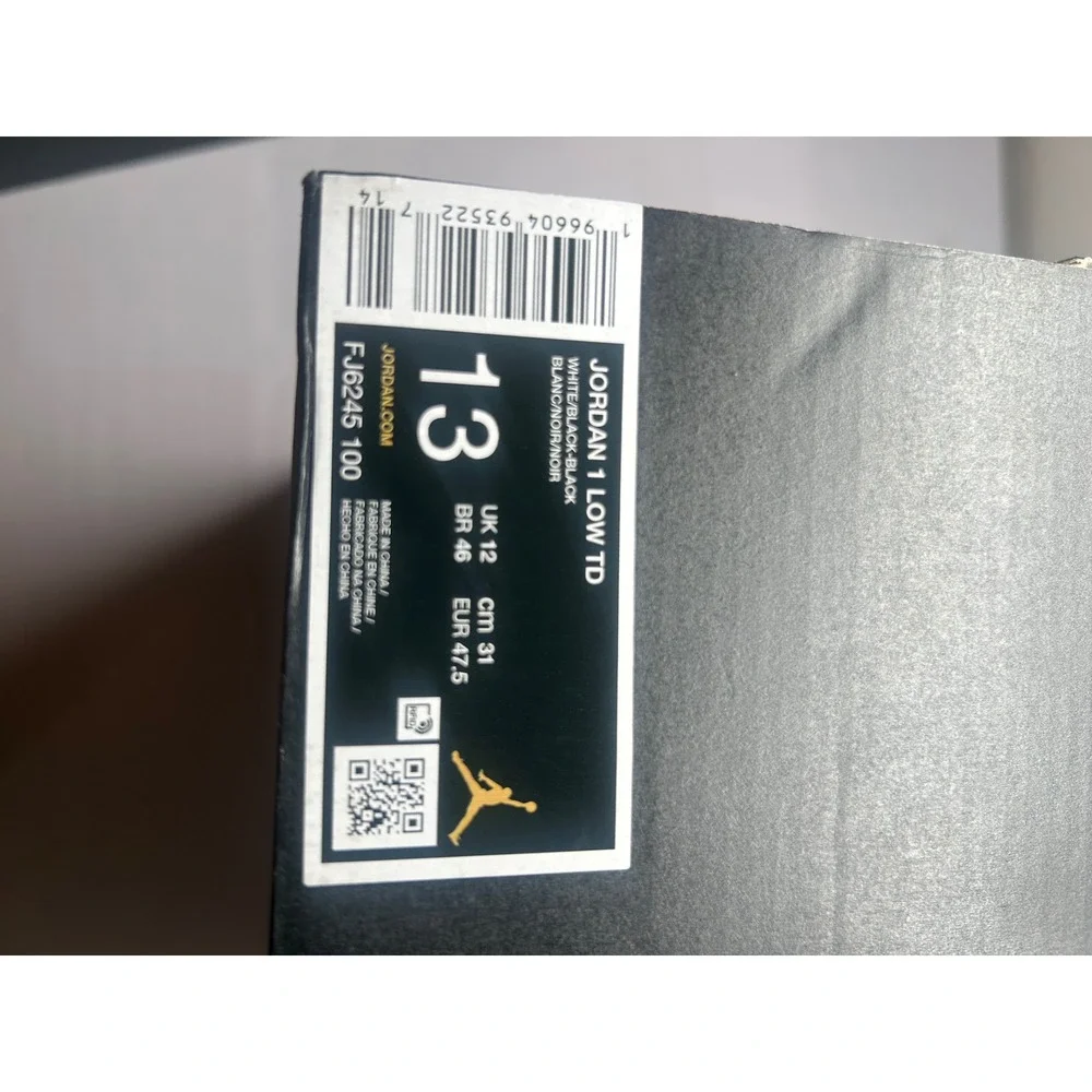 Nike Air Jordan 1 Low TD Panda Cleat FJ6245 100 Size 13 New/No Lid